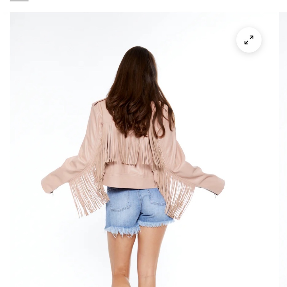 Chic Fringe  Jacket - Blush